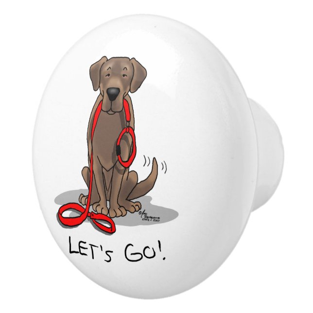 Let's Go! Chocolate Lab Labrador Retriever Funny Ceramic Knob (Right)