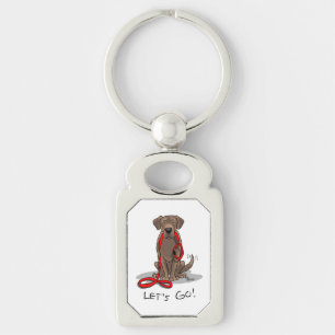 Let's Go! Chocolate Lab Labrador Retriever Funny Keychain