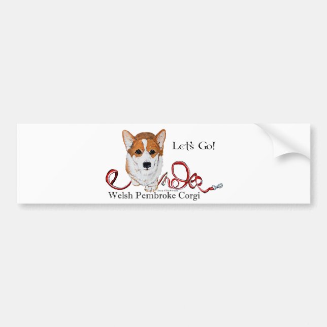 Let's Go Corgi Bumper Sticker (Front)