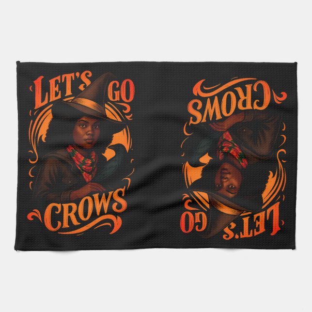 Let's Go Crows-Witch One-Double Sided Kitchen Towel (Horizontal)