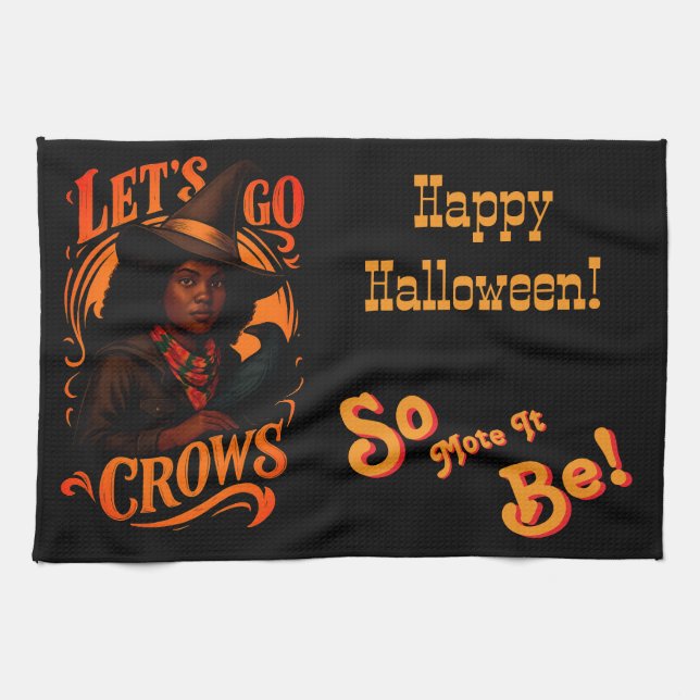 Let's Go Crows-Witch One-Happy Halloween Kitchen Towel (Horizontal)