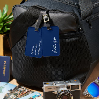 Let's Go Custom Navy Blue Luggage Tag