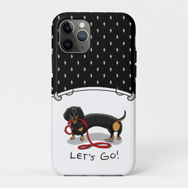 Let's Go! Dachshund (black and tan) Funny dog Case-Mate iPhone Case (Back)