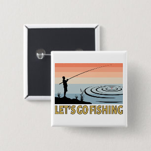 Let's Go Fishing 2 Inch Square Button
