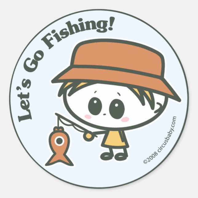 Let's Go Fishing Classic Round Sticker (Front)