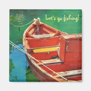 Let's go fishing! Red boat Green Water Magnet