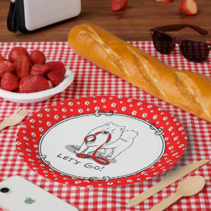 Let's Go! (for a walk) Samoyed w red leash Funny Paper Plate