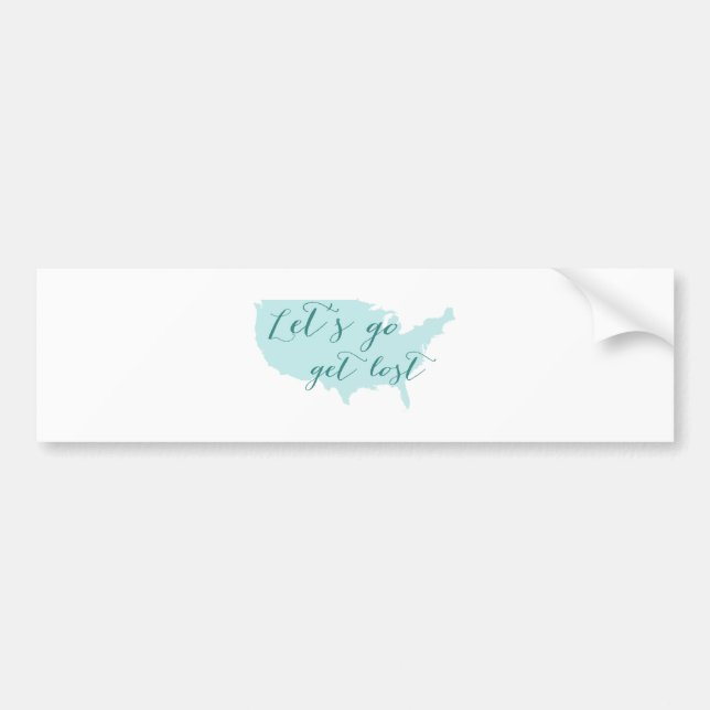 Let's go get lost, word art with USA map Bumper Sticker (Front)