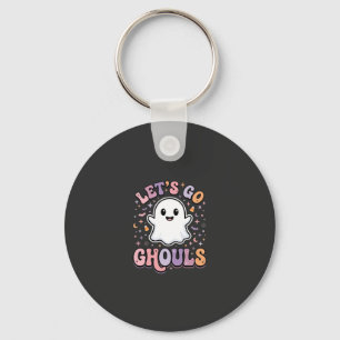 Lets Go Ghouls Cute Halloween Ghost Graphic Design Keychain