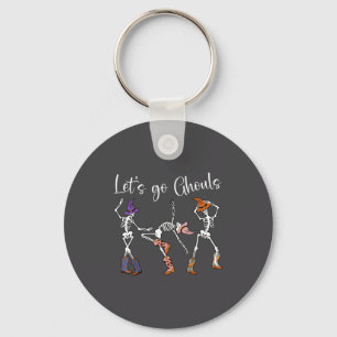 Let's Go Ghouls Dancing Skeleton Cowboy Western Ha Keychain