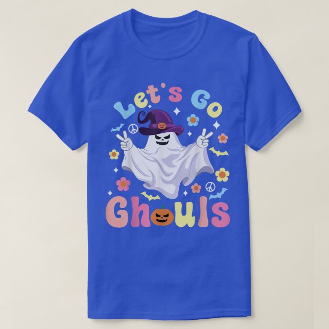 Let's Go Ghouls, Funny Halloween, Spooky Ghost Wit T-Shirt (Design Front)