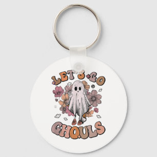 Let's Go Ghouls Ghost 70s Hippie Halloween Fall Re Keychain