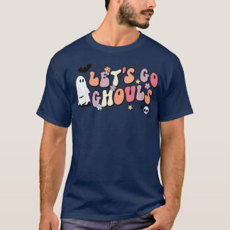 Let's Go Ghouls, Groovy Floral Ghost, Retro Hippie T-Shirt