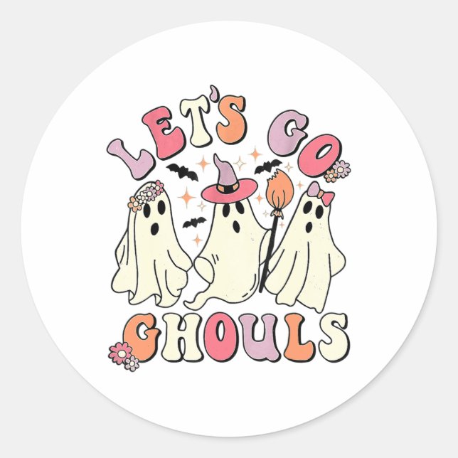 Let's Go Ghouls Halloween Ghost  Classic Round Sticker (Front)