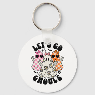 Let's Go Ghouls Halloween Ghost Floral Spooky Seas Keychain