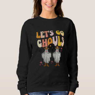 Lets Go Ghouls Halloween Ghost Groovy Retro 70s Hi Sweatshirt