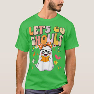 Lets Go Ghouls Halloween Ghost Groovy Retro 70s Hi T-Shirt