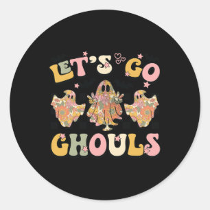 Let's Go Ghouls Halloween Ghost Outfit Costume Ret Classic Round Sticker