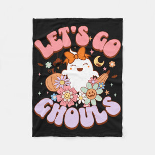 Let's Go Ghouls Halloween Ghost Outfit Costume Ret Fleece Blanket