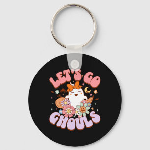 Let's Go Ghouls Halloween Ghost Outfit Costume Ret Keychain