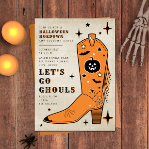 Let's Go Ghouls Halloween Hoedown Cowboy Boot Invitation