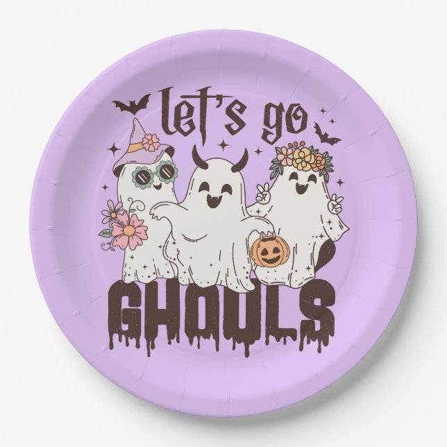 Let's Go Ghouls Halloween Paper Plate (Front)