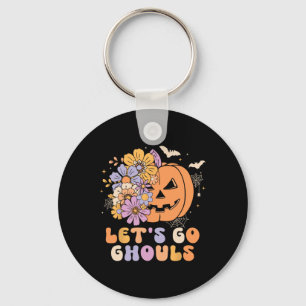 Let's Go Ghouls Halloween Pumpkin Costume Retro Gr Keychain