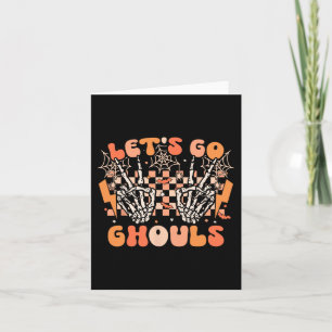 Let's Go Ghouls Halloween Skeleton Costume Retro G Card