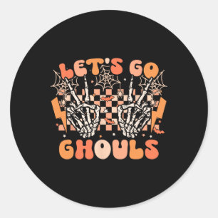 Let's Go Ghouls Halloween Skeleton Costume Retro G Classic Round Sticker