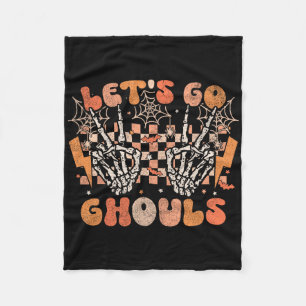 Let's Go Ghouls Halloween Skeleton Costume Retro G Fleece Blanket