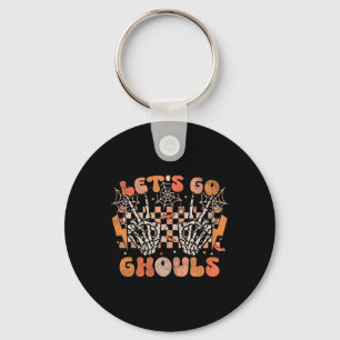 Let's Go Ghouls Halloween Skeleton Costume Retro G Keychain