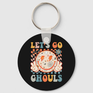 Let's Go Ghouls Hippie Smile Face Retro Halloween  Keychain