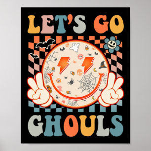 Let's Go Ghouls Hippie Smile Face Retro Halloween Poster