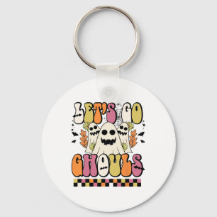 Let's Go Ghouls Retro Floral Ghost Groovy Hallowee Keychain