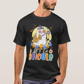 Lets Go Ghouls Retro Groovy Halloween Ghost Floral T-Shirt