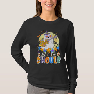 Lets Go Ghouls Retro Groovy Halloween Ghost Floral T-Shirt