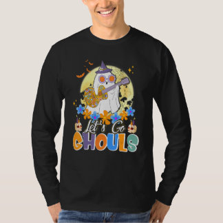 Lets Go Ghouls Retro Groovy Halloween Ghost Floral T-Shirt