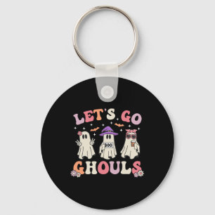 Lets Go Ghouls Retro Halloween Ghost Women Toddler Keychain