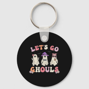 Lets Go Ghouls Retro Halloween Ghost Women Toddler Keychain