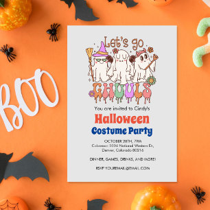 Let's Go Ghouls, Retro Halloween Invitation