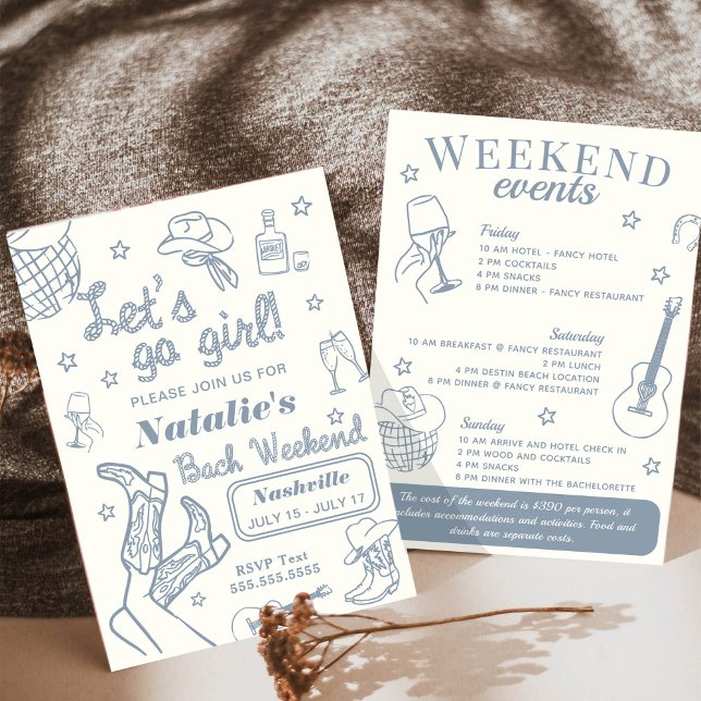 Let's Go Girl Nashville Bachelorette Itinerary Invitation (Creator Uploaded)