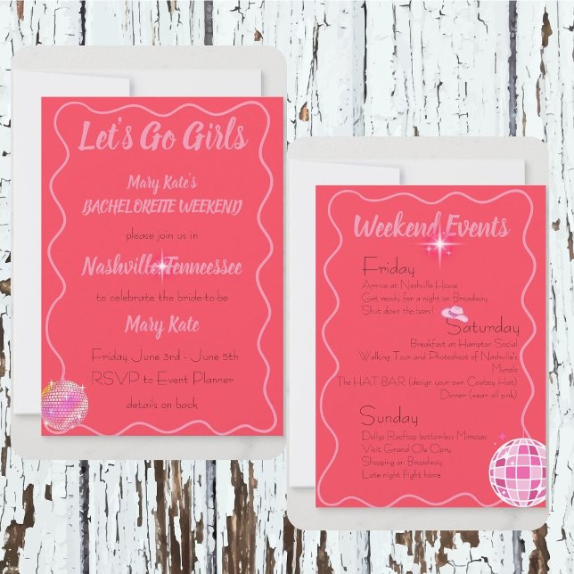 Let's Go Girls Nashville Theme Bachelorette Invitation (Creator Uploaded)
