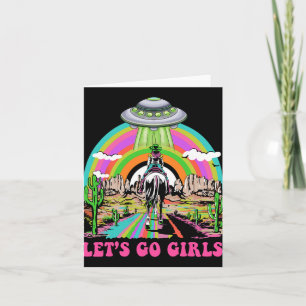 Let's Go Girls Retro Space Desert Cowgirl Bachelor Card