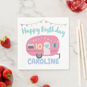 Let's Go Glamping Girly Any Age Birthday Party Napkin