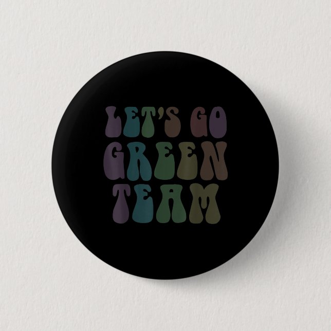 Lets Go Green Team Retro War Game 60s Summer Camp  2 Inch Round Button (Front)