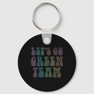 Lets Go Green Team Retro War Game 60s Summer Camp Keychain