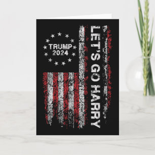 Let's Go Harry Funny Trump 2024 Us Flag Vintage Card
