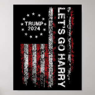 Let's Go Harry Funny Trump Us Flag Vintage  Poster