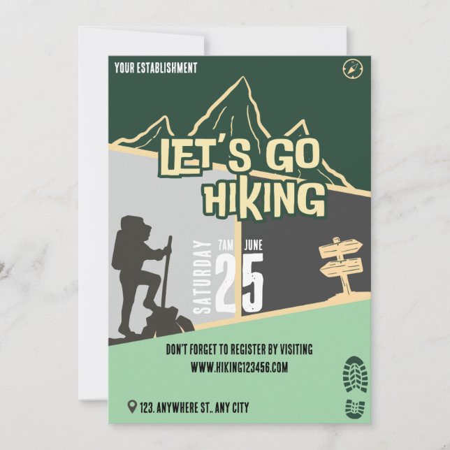 let's go hiking with school college  invitation (Front)