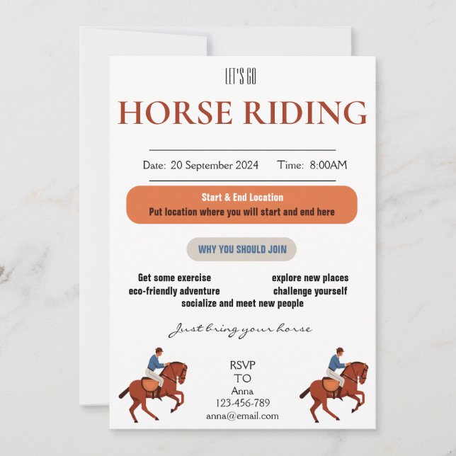 Let's Go Horse Riding Invitation Card (Front)